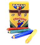 child's colorful crayons Limoges box with four removable crayons