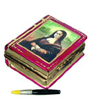 Limoges box art book with Mona Lisa on cover and paint brush inside