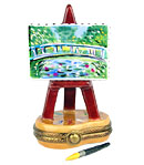 Monet water lily bridge imoges box easel with paint brush
