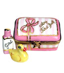baby girl first bath with contents Limoges box
