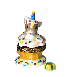 Limoges box birthday surprise- mouse in cupcake