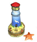 Limoges box lighthouse with shells and starfish