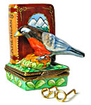 north american birds limoges box with glasses