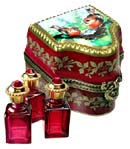 birds decor perfume canister with three perfumes