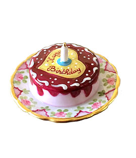 Limoges box birthday cake with heart and candle