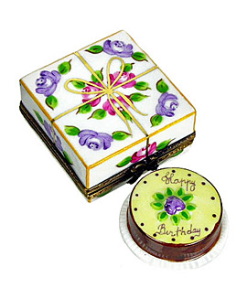 Limoges box pastry carton with birthday cake