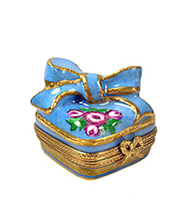 Limoges box blue blue and gold gift with roses