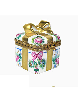 Limoges box flowered gift box with bow