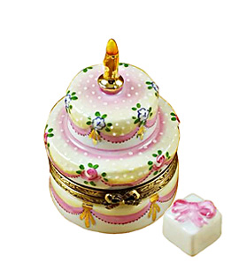 Rochard Limoges box two layer birthday cake with gift