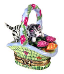 kitten in flower basket Limoges box
