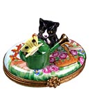 cat with watercan Limoges box