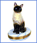 Siamese Cat Limoges box on blue