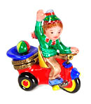 Boy riding tricycle Limoges box