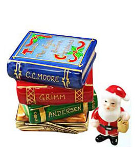 Limoges box Christmas books with removable Santa