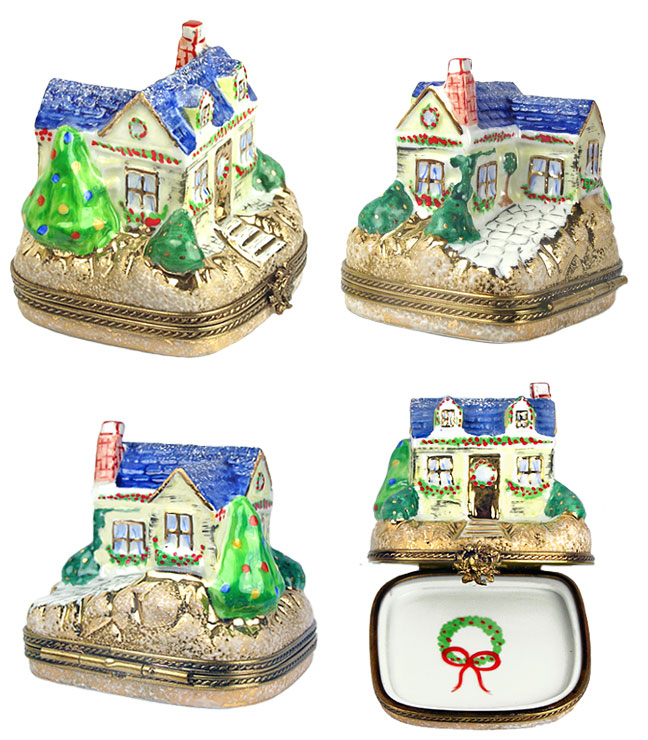 more views of Chamart Christmas cottage Limoges box