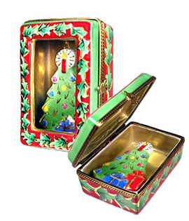 Limoges box Christmas tree in shadow box