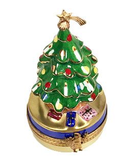 Limoges box Christmas tree with shooting star on top