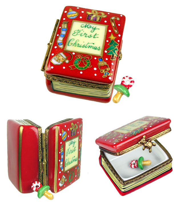 First Christmas book with pacifier Limoges box