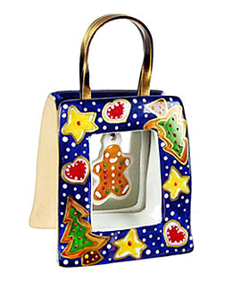 Christmas cookies bag Limoges box with dangling gingerbread man