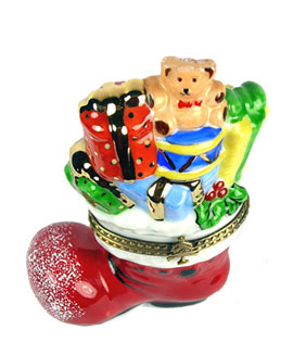 Santa's boot with toys Limoges box