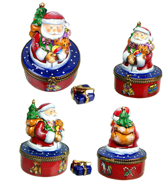 santa with gifts limoges box
