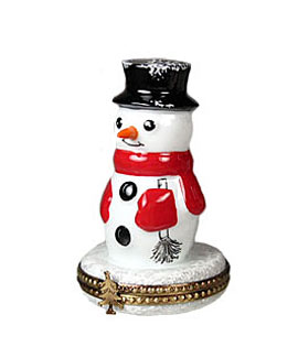 Limoges box happy snowman with scarf