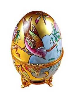 Rochard Special Collection gold egg with birds Limoges box