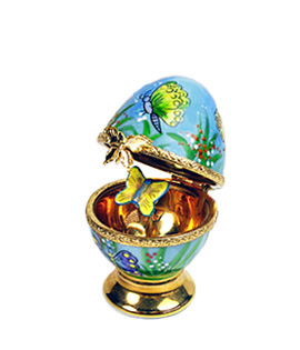 Limoges box small egg with butterfly decor and butterfly on stem