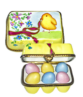 Limoges box carton of colored Easter eggs