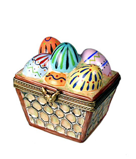 Limoges box crate of painted eggs