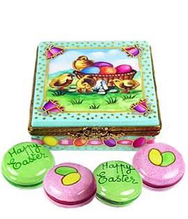 Easter Macarons in carton Limoges box