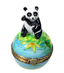 Limoges box panda bear on globe