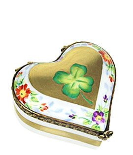 Limoges box heart with clover