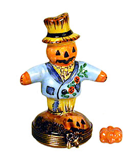 Chamart scarecrow Limoges box with pumpkin