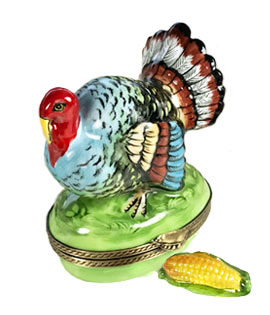 Limoges box turkey with ear of corn