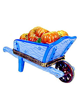 wheelbarrow with pumpkins Limoges box