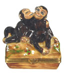 Loving Monkeys on a Log Limoges Box
