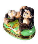 Limoges box playful monkeys