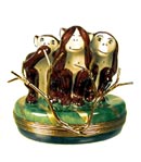 Limoges box No Evil Monkeys with branch clasp