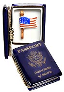 Limoges box US passport with flag